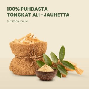 Tuotteemme sisältää vain 100% puhdasta Tongkat Ali -jauhetta, ei lisäaineita.
